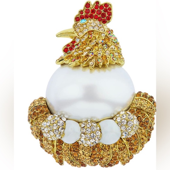 Heidi Daus 🆕 “Hen Party” Chicken 🐔 brooch pin
